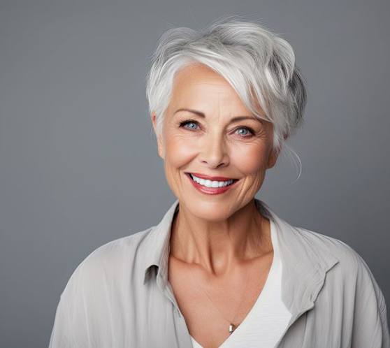 Portrait of smiling senior woman with attractive smile